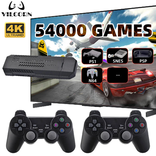 GD10 Video Game Stick 4K Console 2.4G Double Wireless Controller 40000 Games 128GB Retro Games for TV Boy Christmas Gift